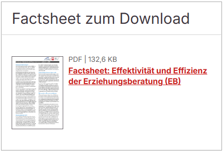 Factsheet: Effektivität und Effizienz der Erziehungsberatung